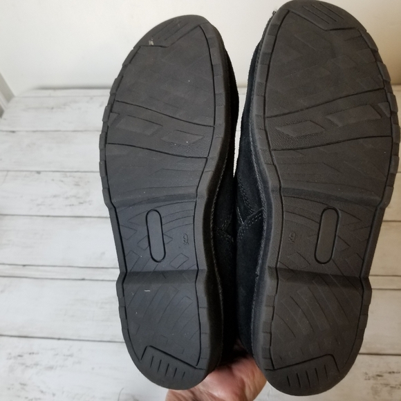 Unr8ted Rim Black Suede Leather Faux Fur Mid Calf Buckle Detail Pull On Boots - Picture 9 of 11